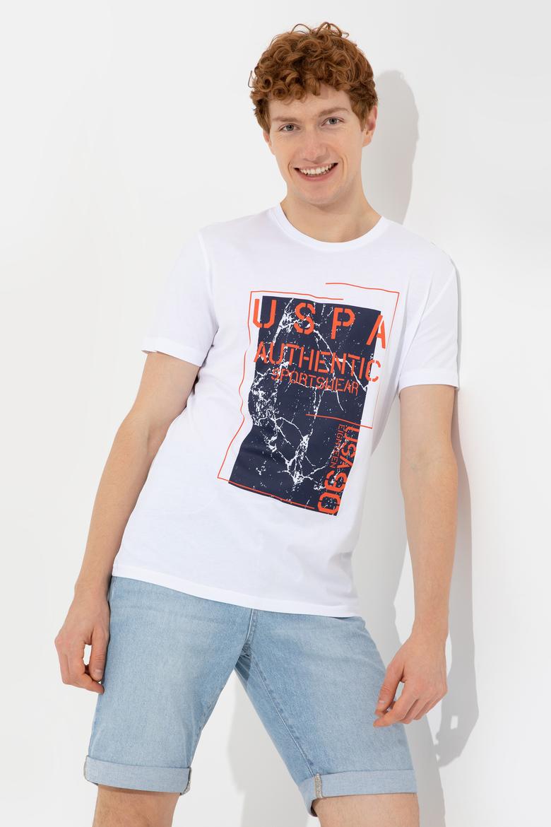 Erkek Beyaz Bisiklet Yaka Tişört - 50246123008