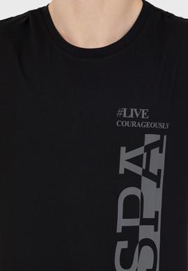 Erkek Siyah Bisiklet Yaka T-Shirt - 50247340029