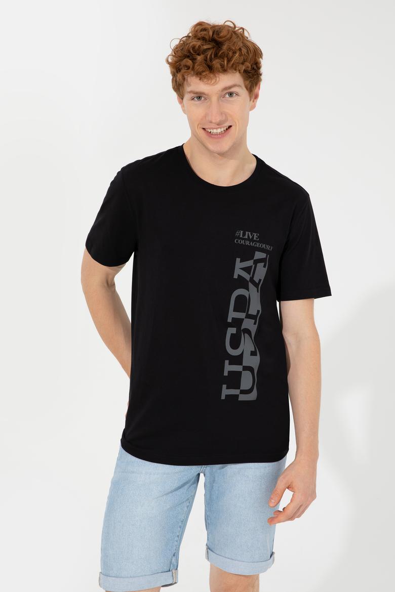 Erkek Siyah Bisiklet Yaka T-Shirt - 50247340029