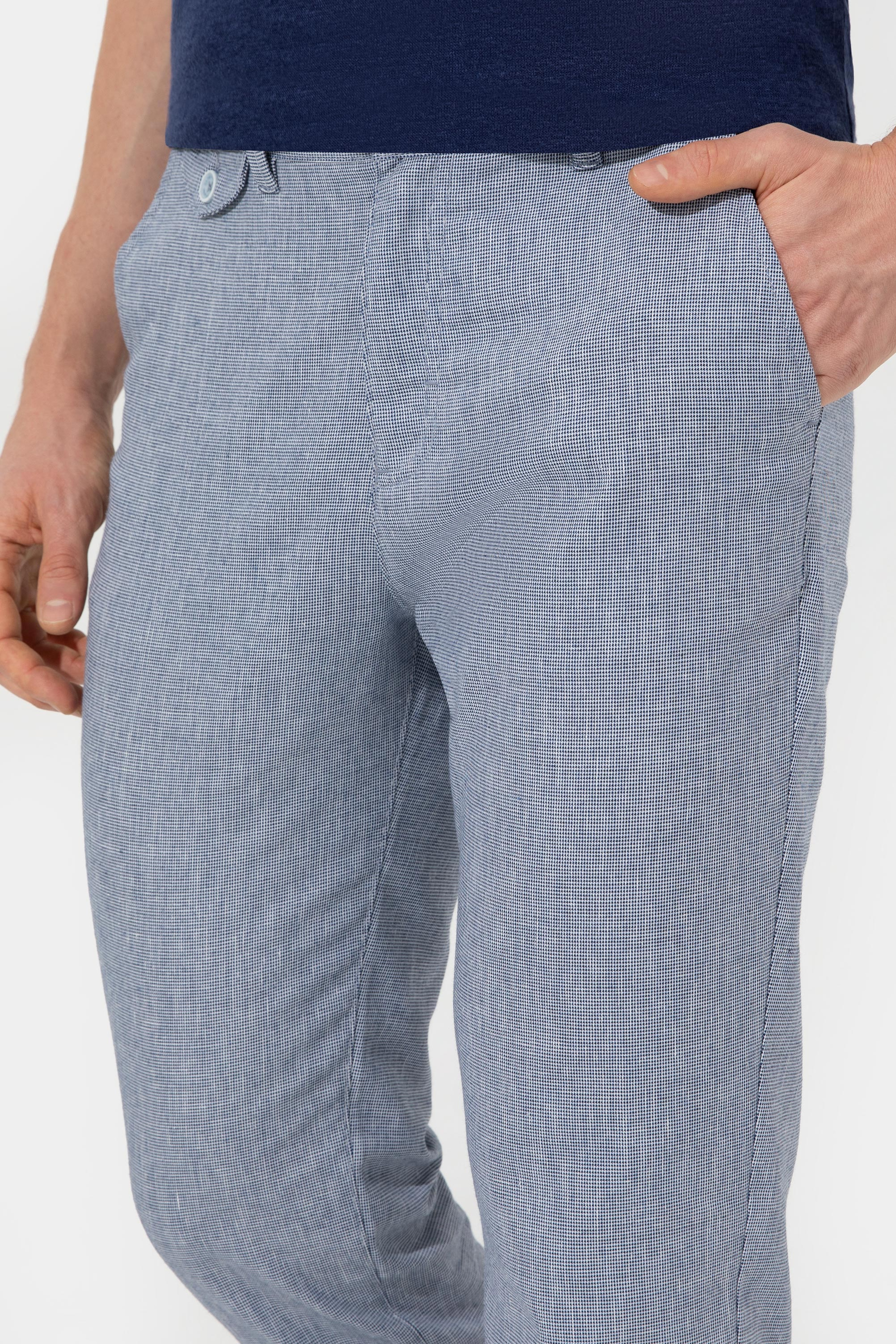 Erkek Carrot Fit Mavi Kanvas Pantolon - Image 6