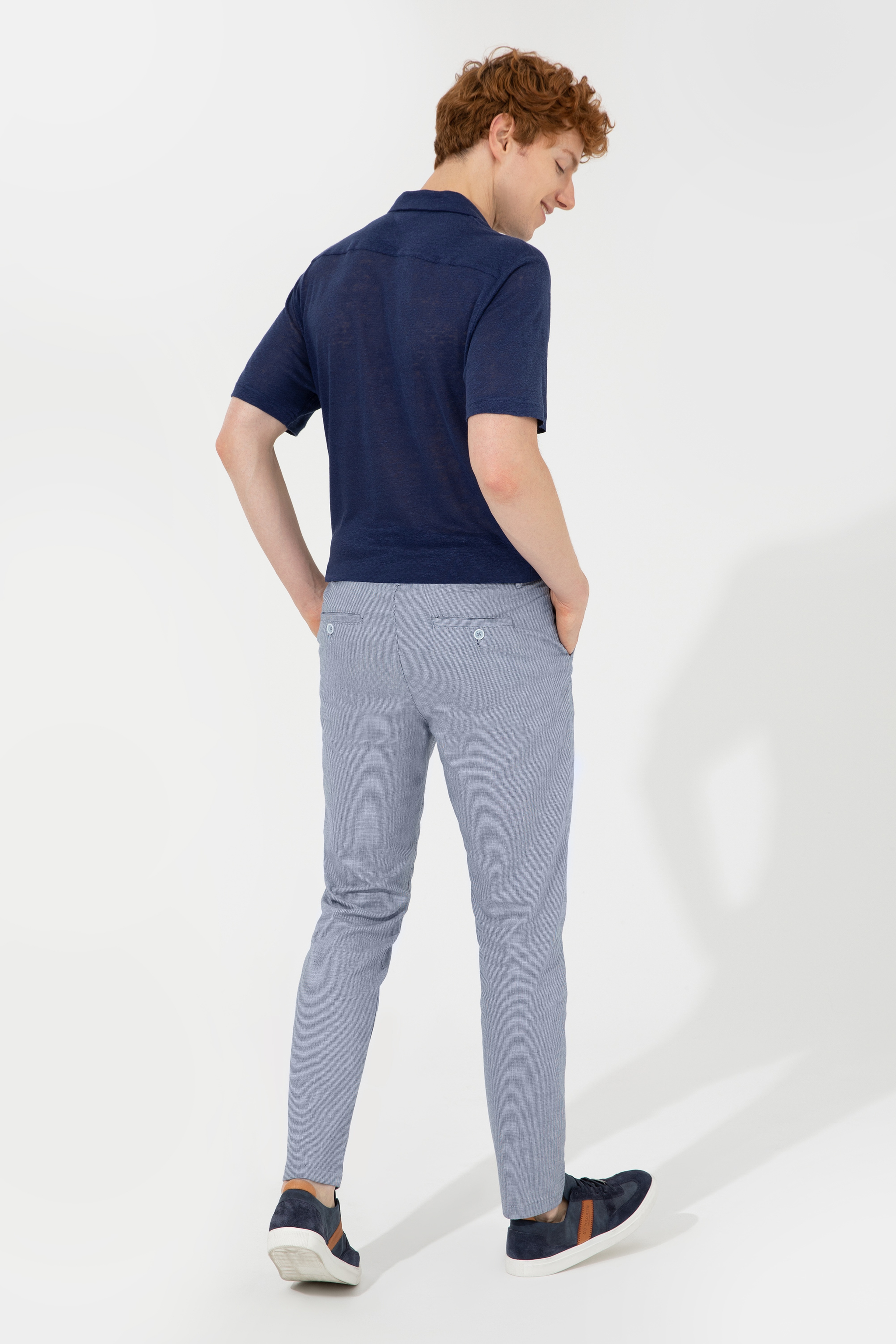 Erkek Carrot Fit Mavi Kanvas Pantolon - Image 4