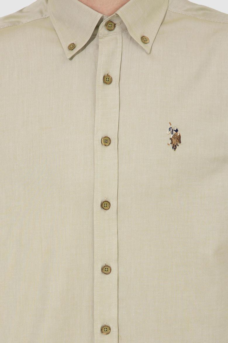 Erkek Koyu Haki Uzun Kollu Basic Gömlek - 50249487087