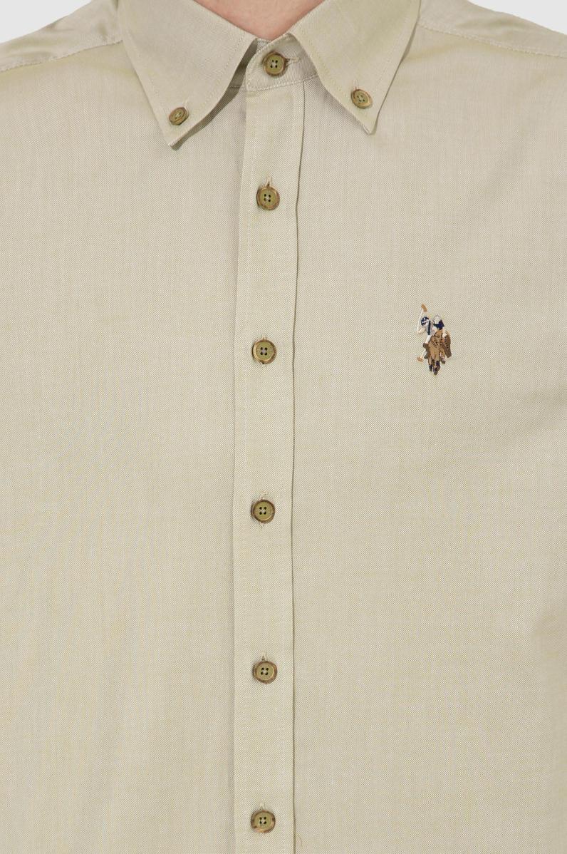 Erkek Koyu Haki Uzun Kollu Basic Gömlek