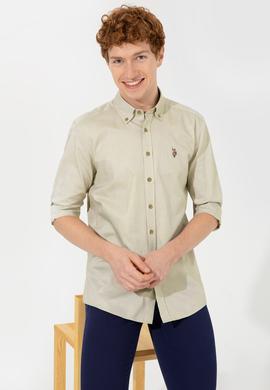 Erkek Koyu Haki Uzun Kollu Basic Gömlek - 50249487087