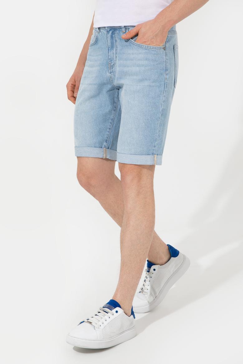Erkek Açık Mavi Jean Şort - 50249370008