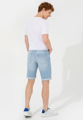 Erkek Açık Mavi Jean Şort - 50249370008