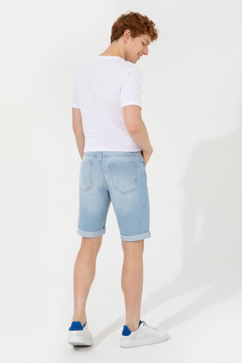Erkek Açık Mavi Jean Şort - 50249370008