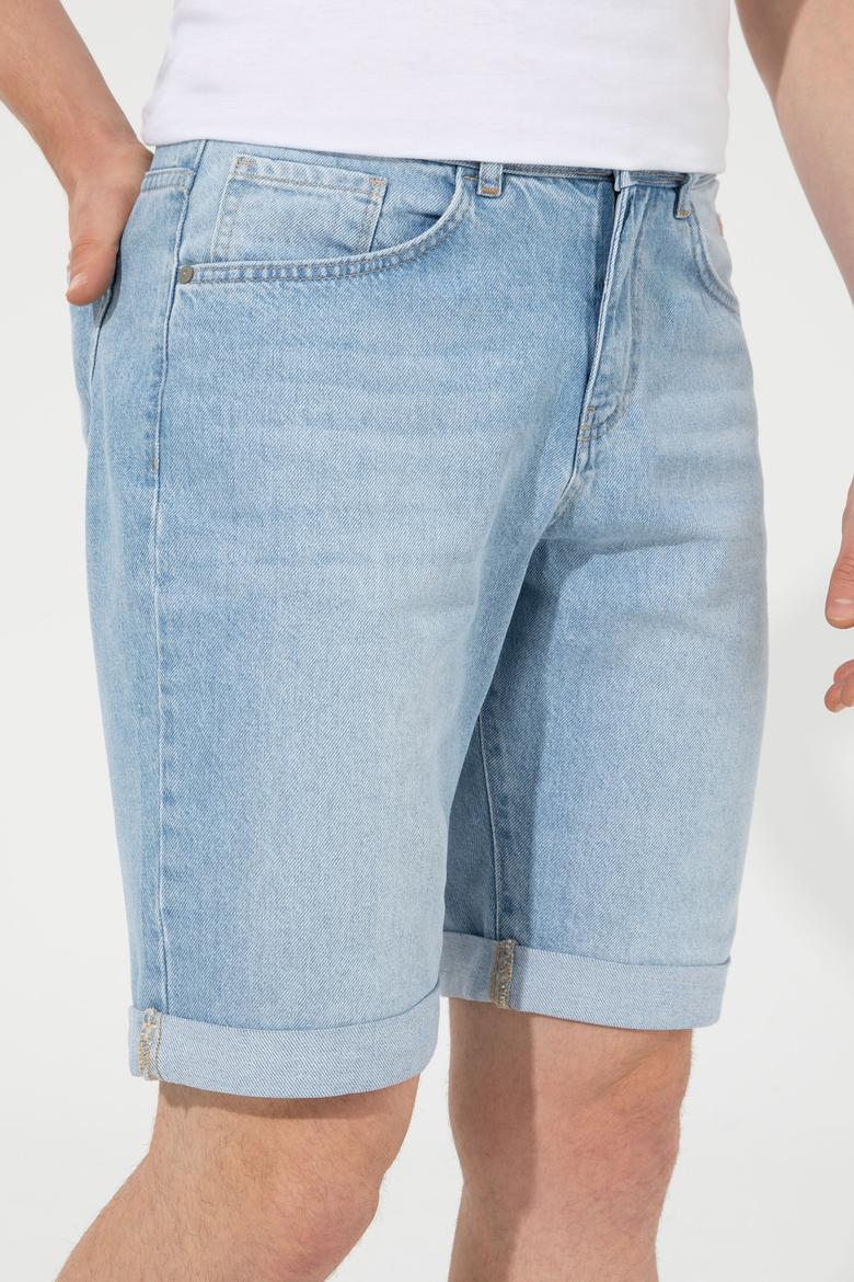 Erkek Açık Mavi Jean Şort - 50249370008