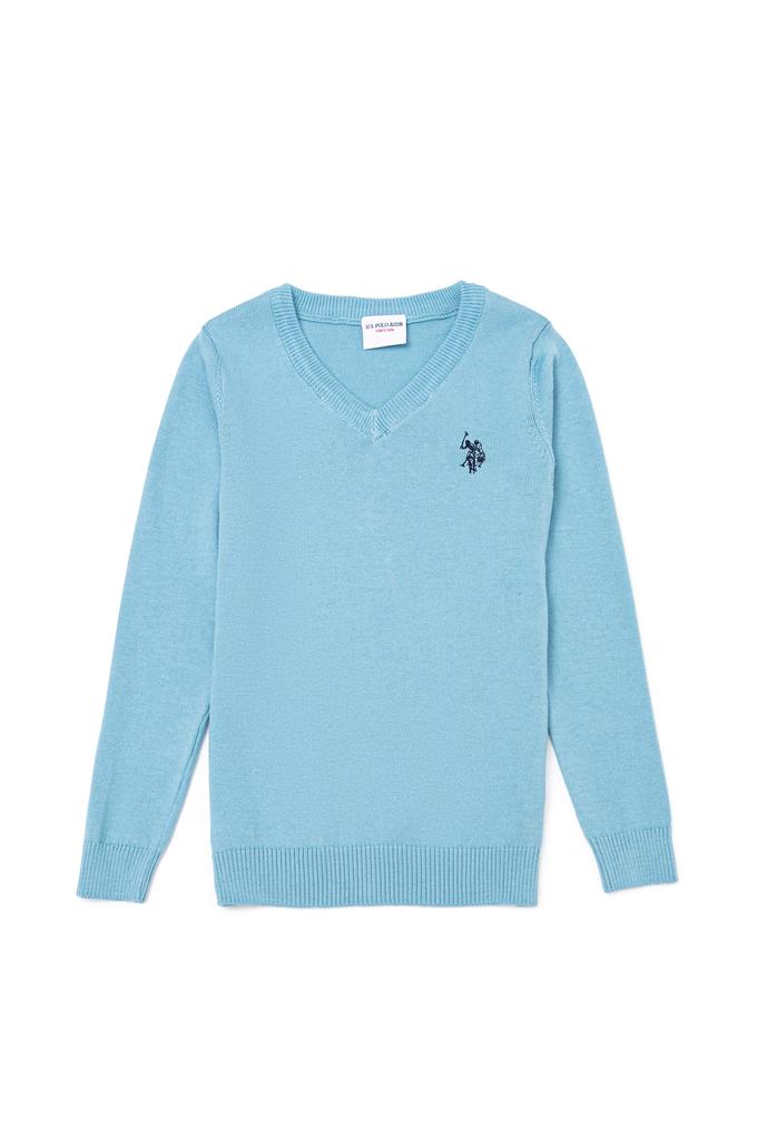 Erkek Çocuk Mavi V - Yaka Triko Kazak Basic