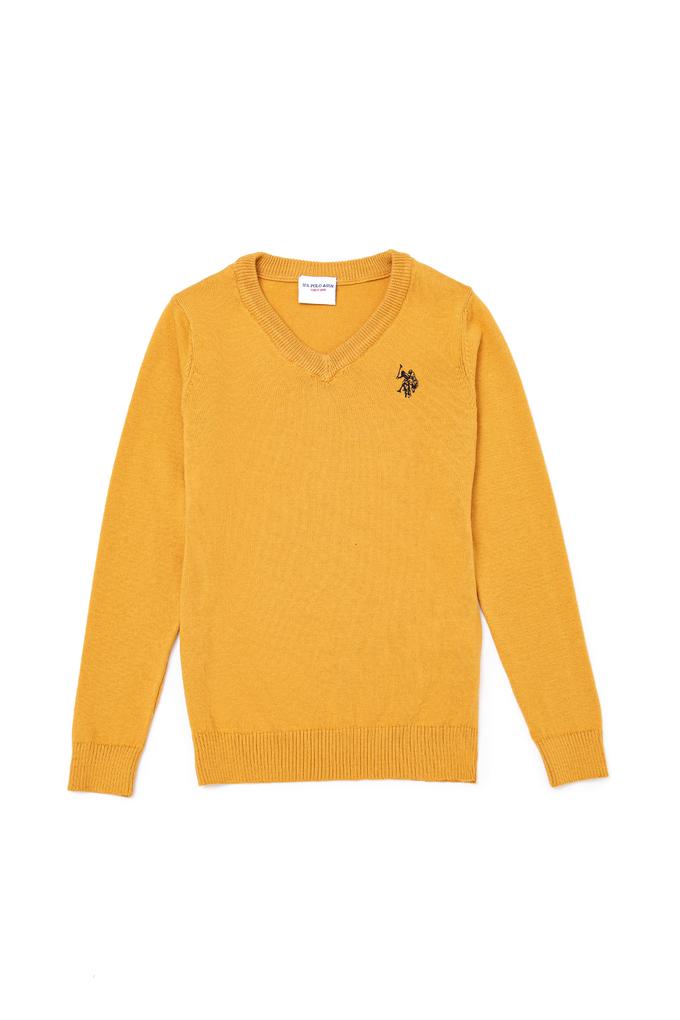Erkek Çocuk Safran V Yaka Triko Kazak