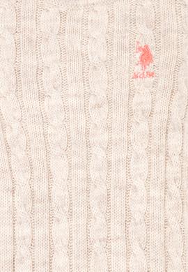 Kız Çocuk Krem Melanj Bisiklet Yaka Triko Elbise - 50253395007