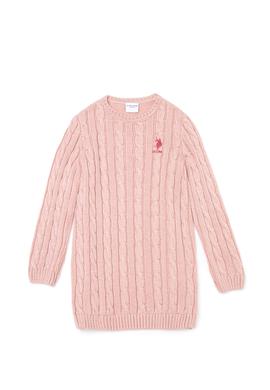 Kız Çocuk Manolya Bisiklet Yaka Triko Elbise - 50253395020