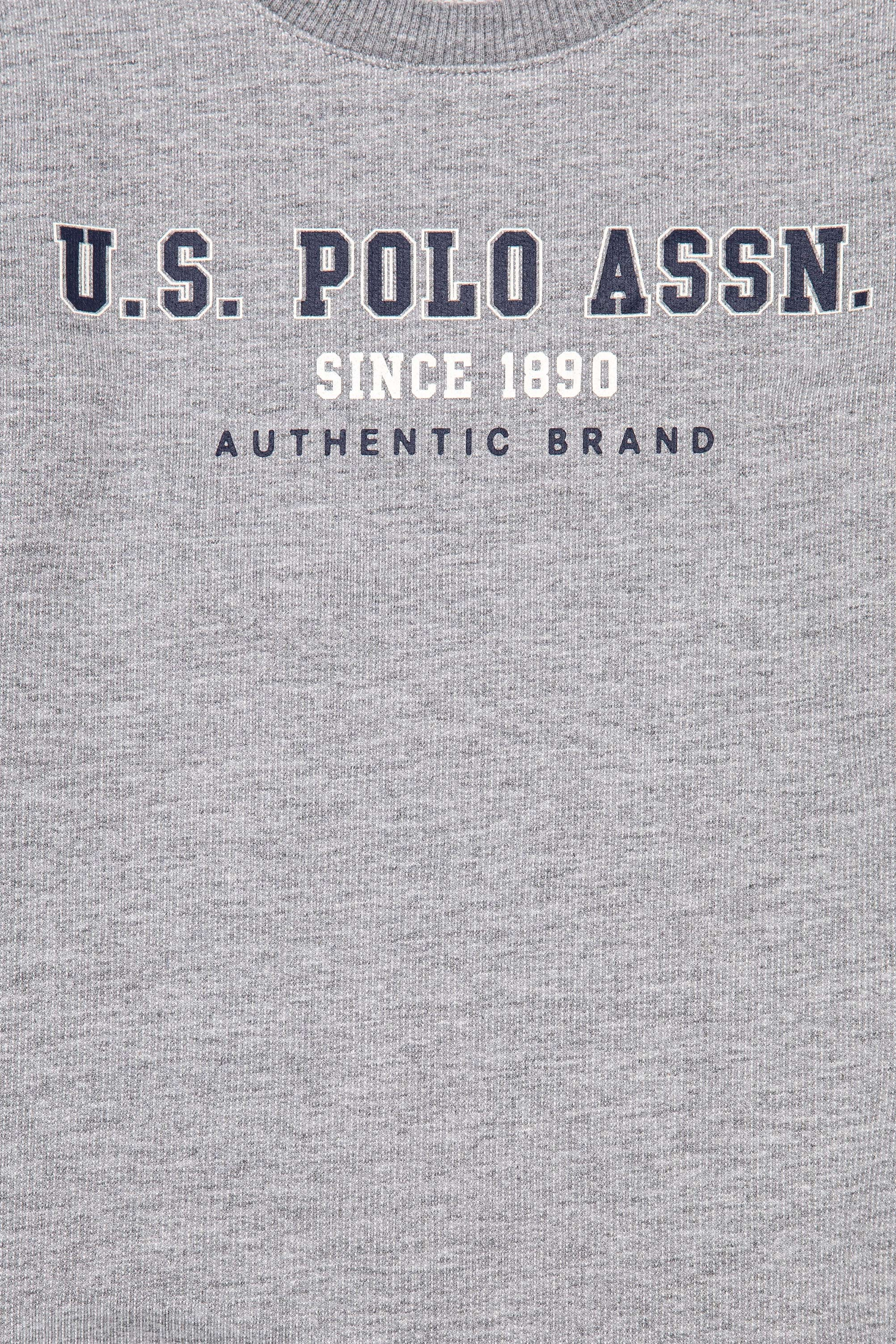 Çocuk Gri Melanj Bisiklet Yaka Sweatshirt - Image 3