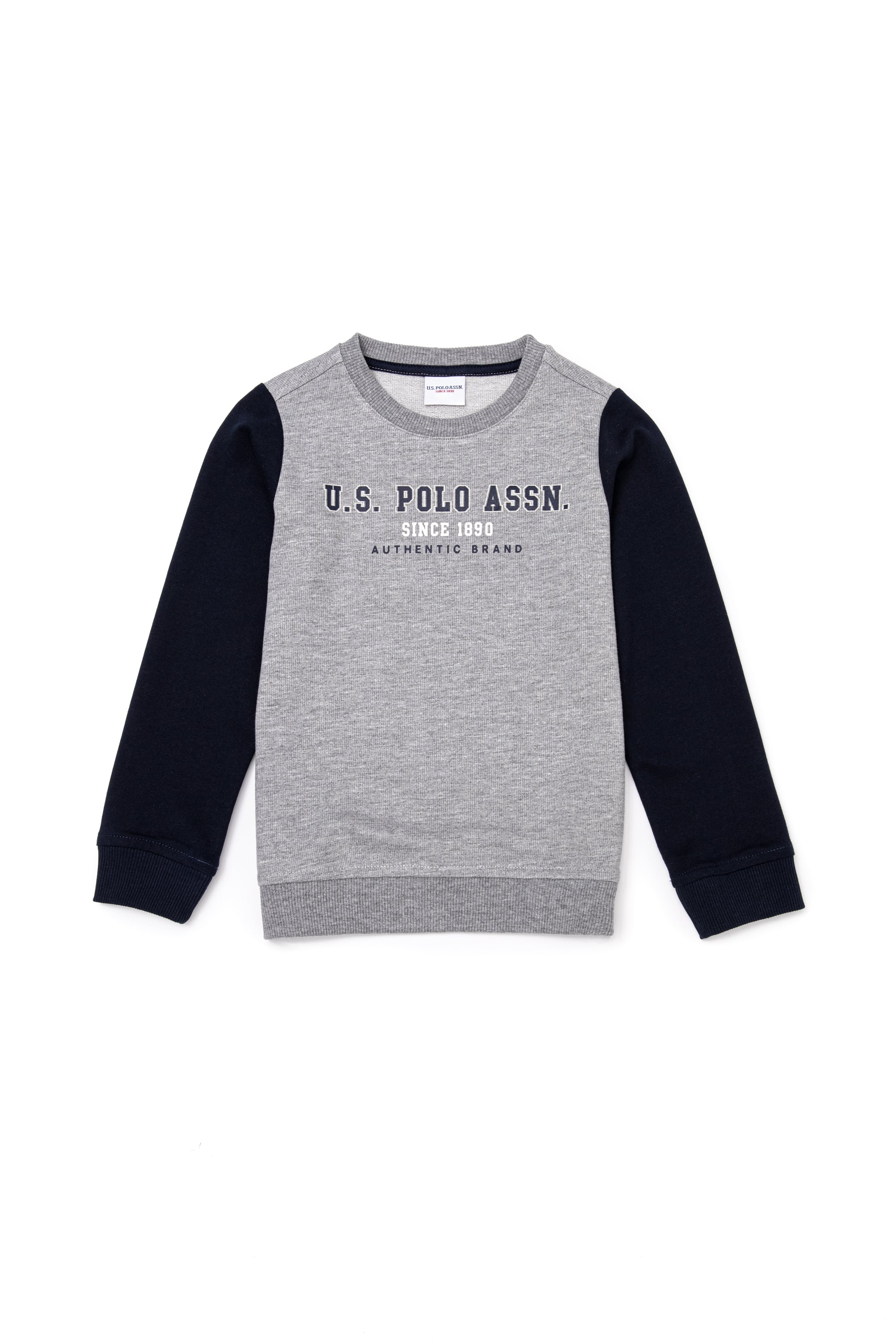 Çocuk Gri Melanj Bisiklet Yaka Sweatshirt
