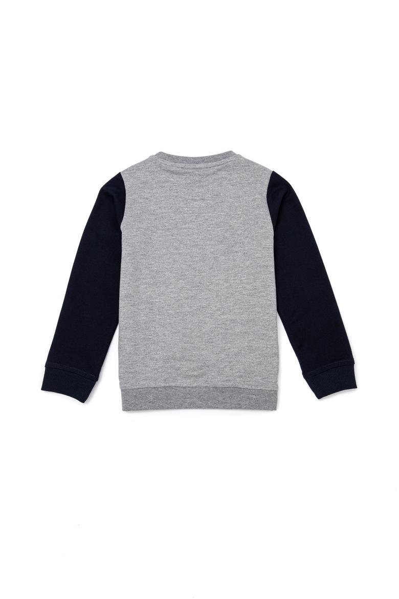 Çocuk Gri Melanj Bisiklet Yaka Sweatshirt - 50256860054