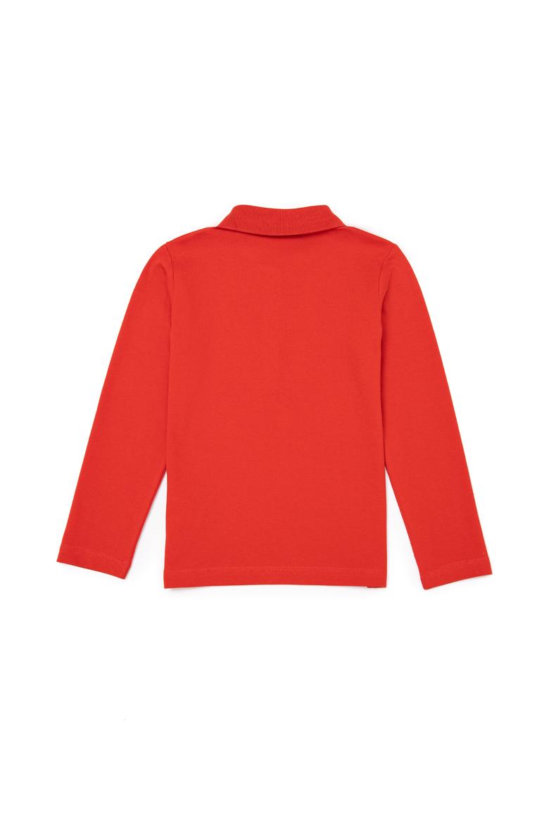 Çocuk Kırmızı Polo Yaka Basic Sweatshirt - 50261261015
