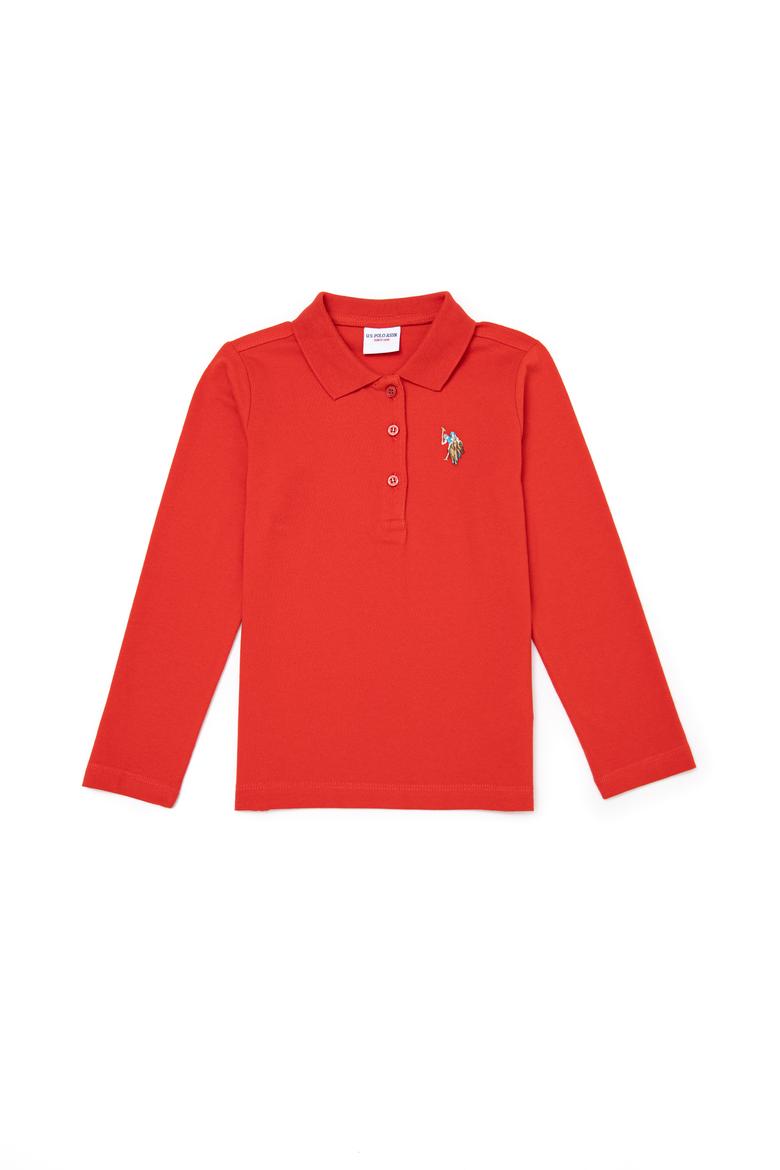Çocuk Kırmızı Polo Yaka Basic Sweatshirt
