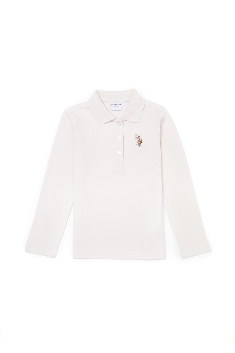 Çocuk Polo Yaka Ekru Basic Sweatshirt