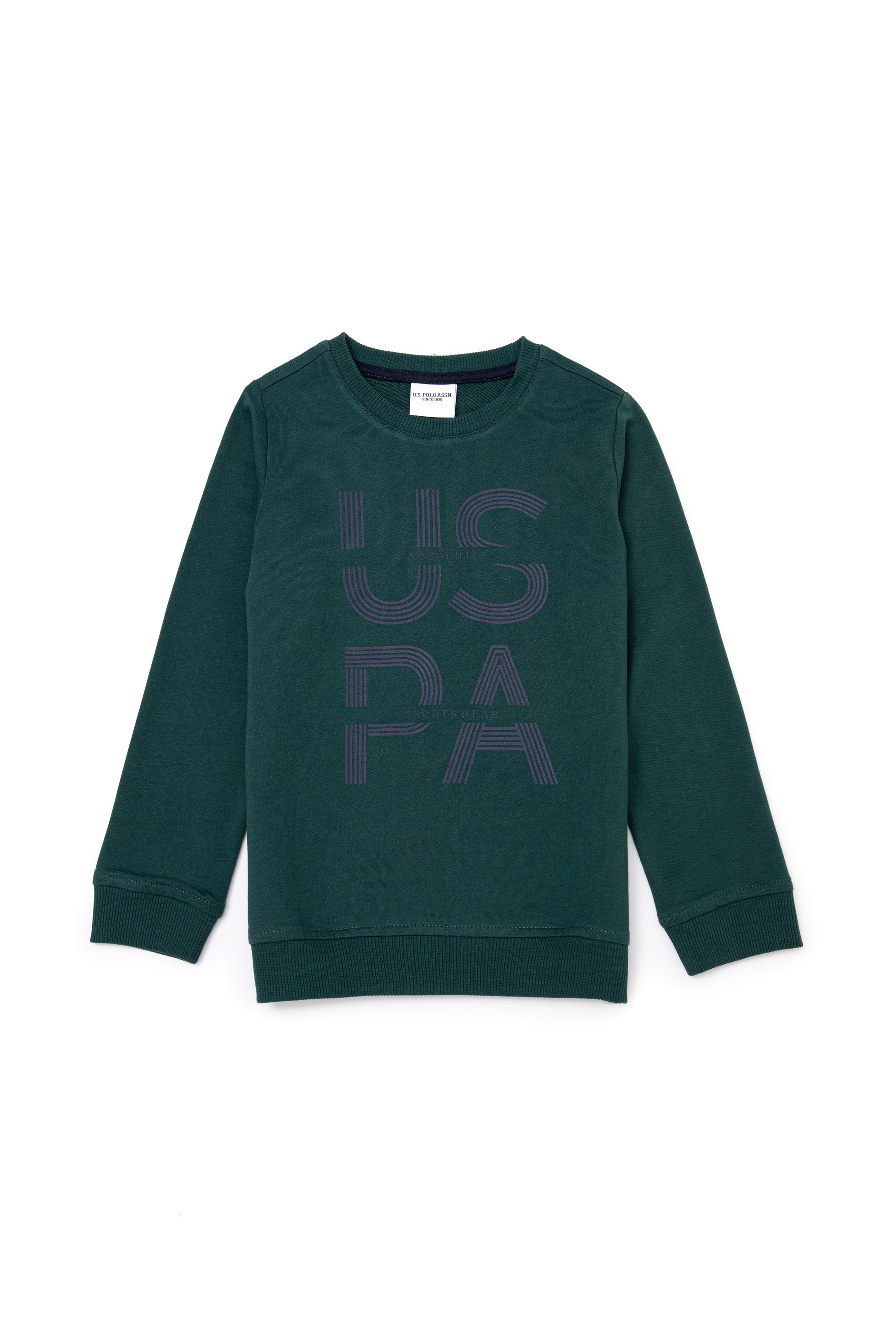 Çocuk Bisiklet Yaka Yeşil Sweatshirt - Image 1