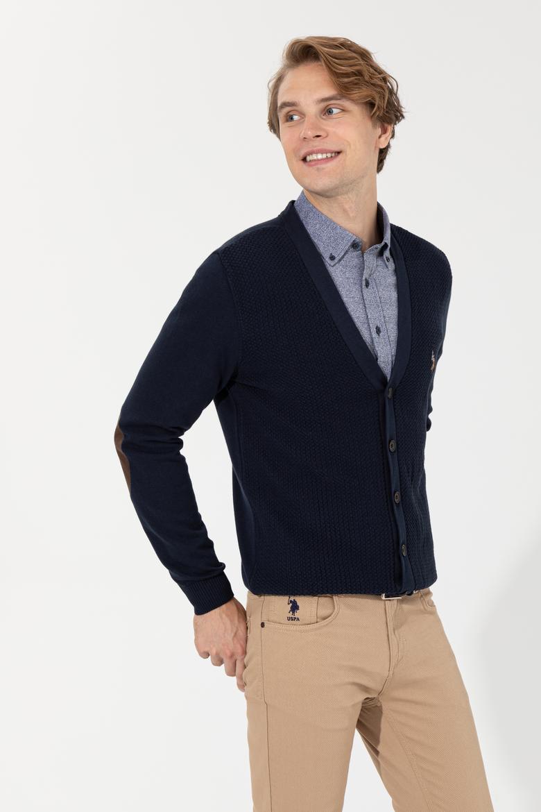 Erkek Lacivert Basic Triko Hırka - 50251881030