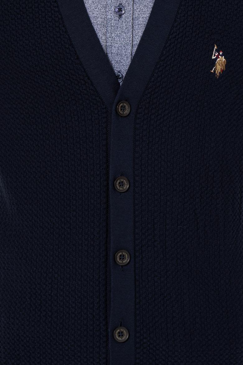 Erkek Lacivert Basic Triko Hırka - 50251881030