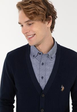 Erkek Lacivert Basic Triko Hırka - 50251881030