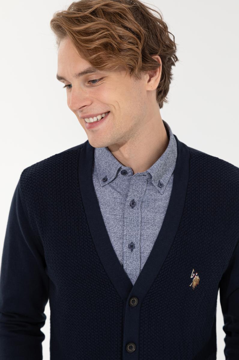 Erkek Lacivert Basic Triko Hırka