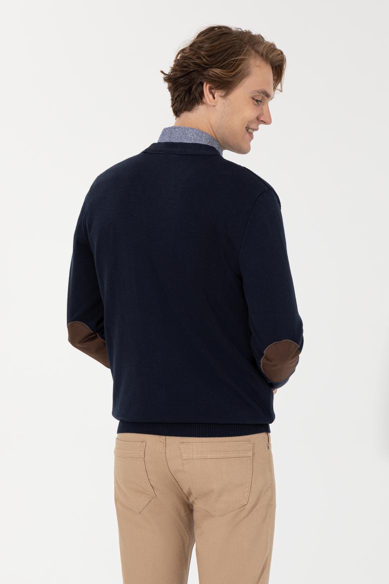 Erkek Lacivert Basic Triko Hırka - 50251881030