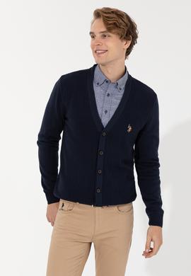 Erkek Lacivert Basic Triko Hırka - 50251881030