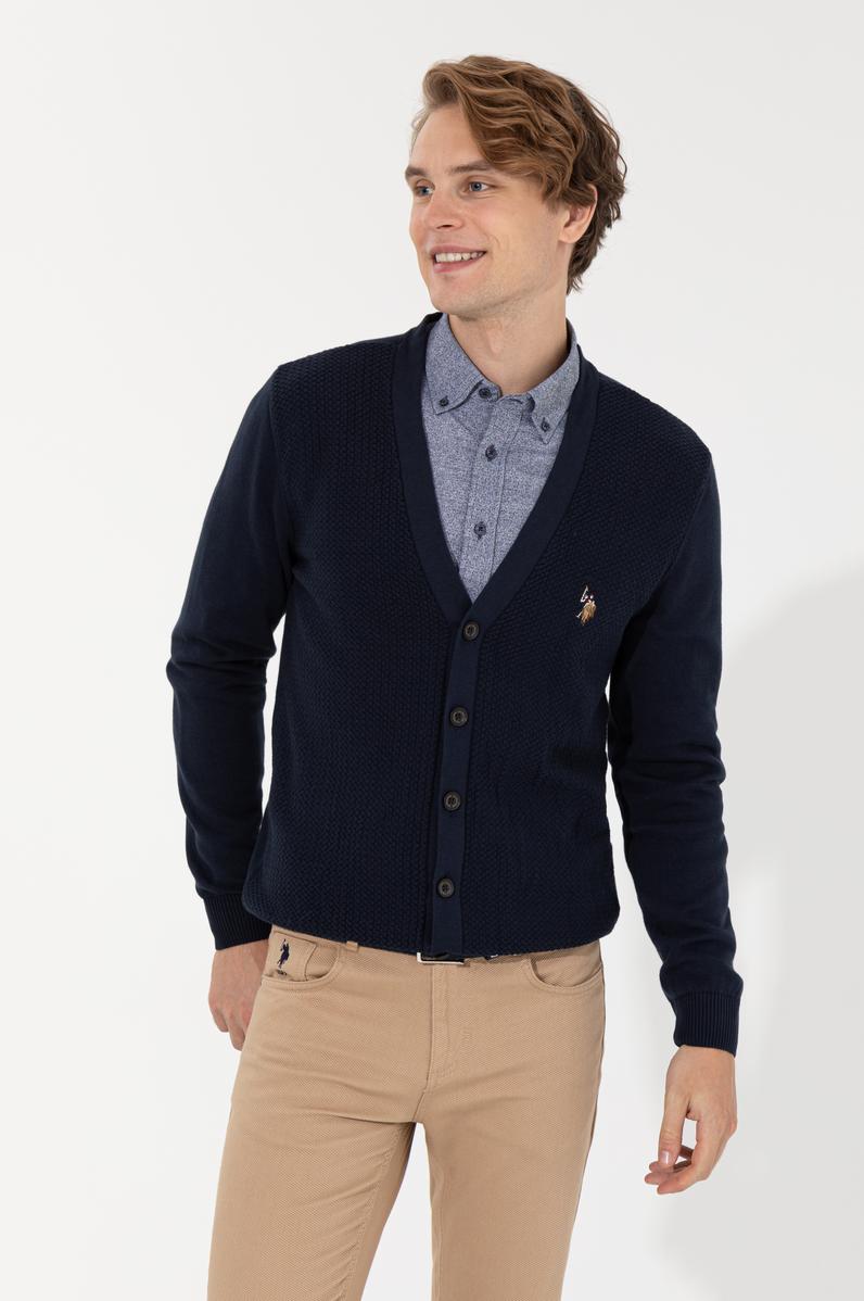 Erkek Lacivert Basic Triko Hırka