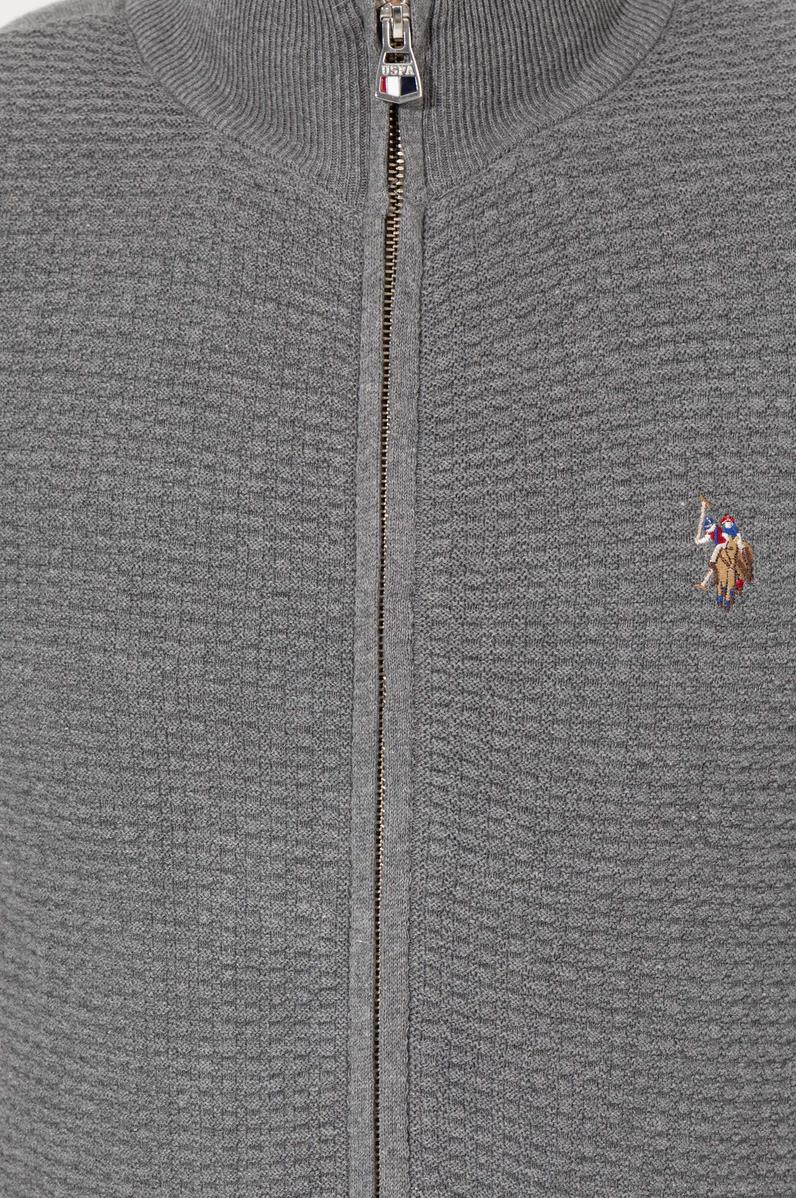 Erkek Gri Melanj Basic Triko Hırka