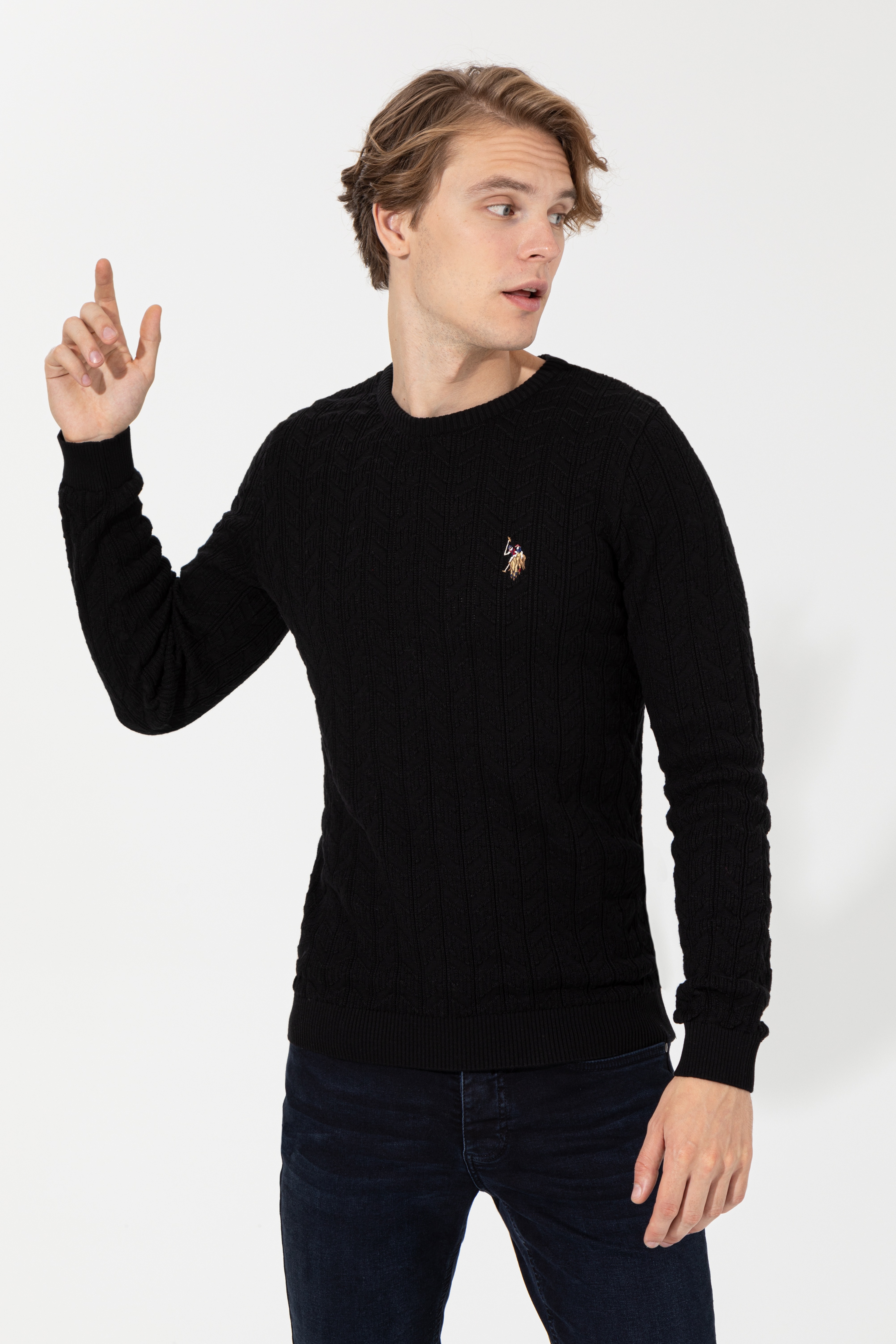 Erkek Siyah Basic Kazak - Image 4