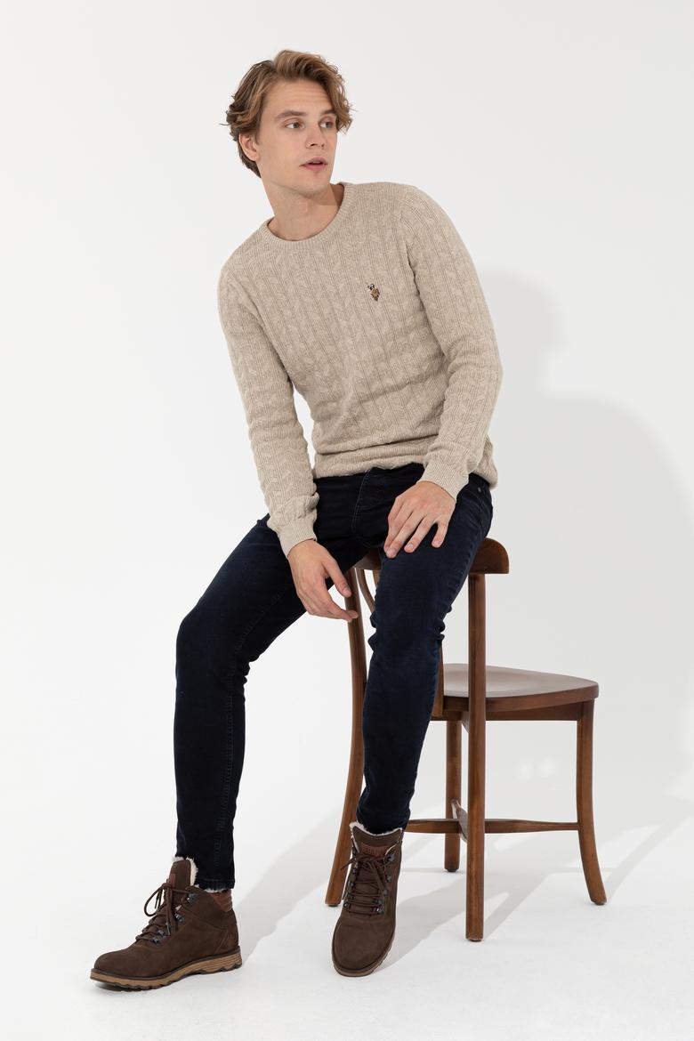 Erkek Taş Melanj Basic Kazak - 50251876052