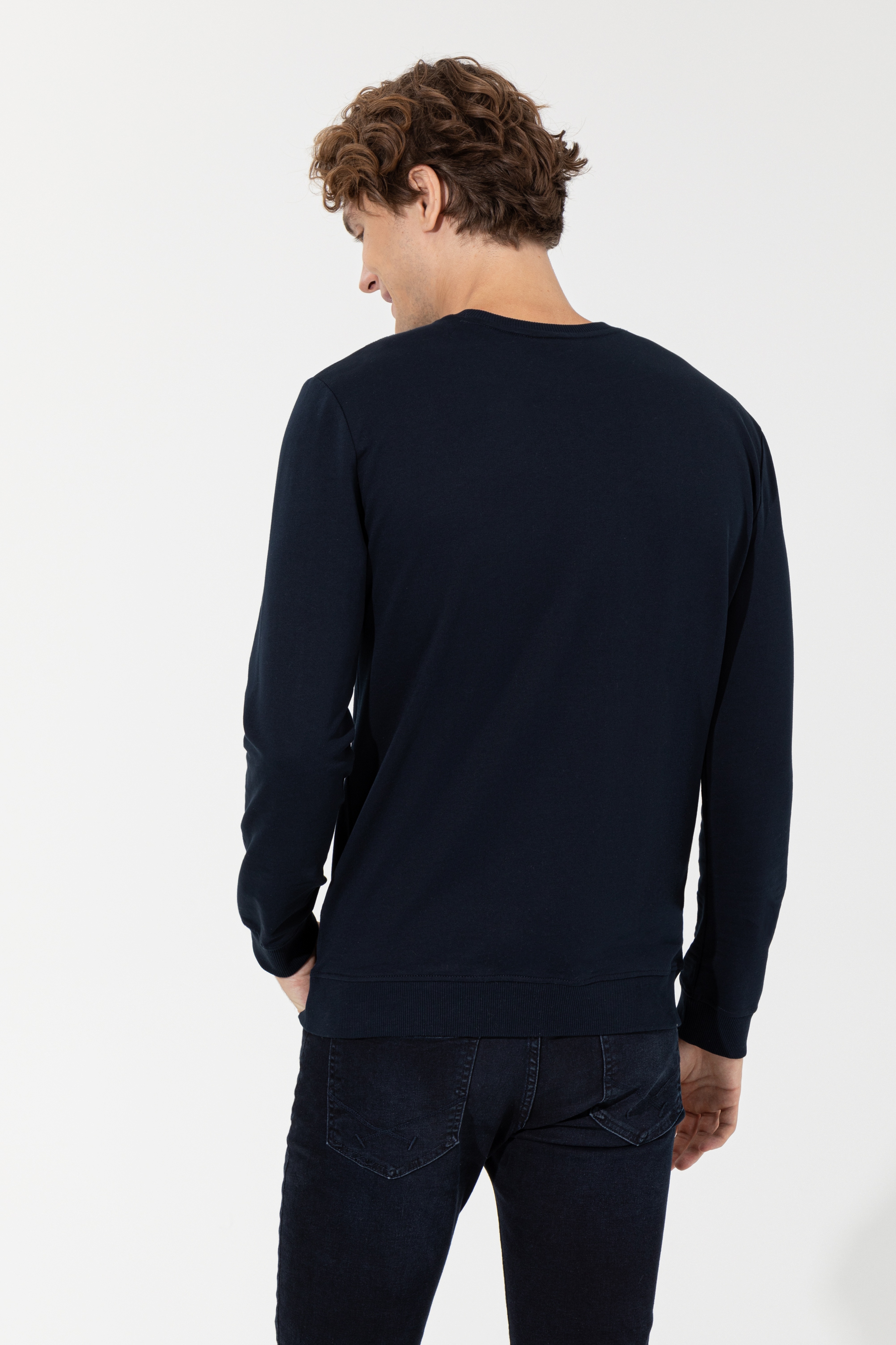 Erkek Lacivert Sweatshirt - Image 5