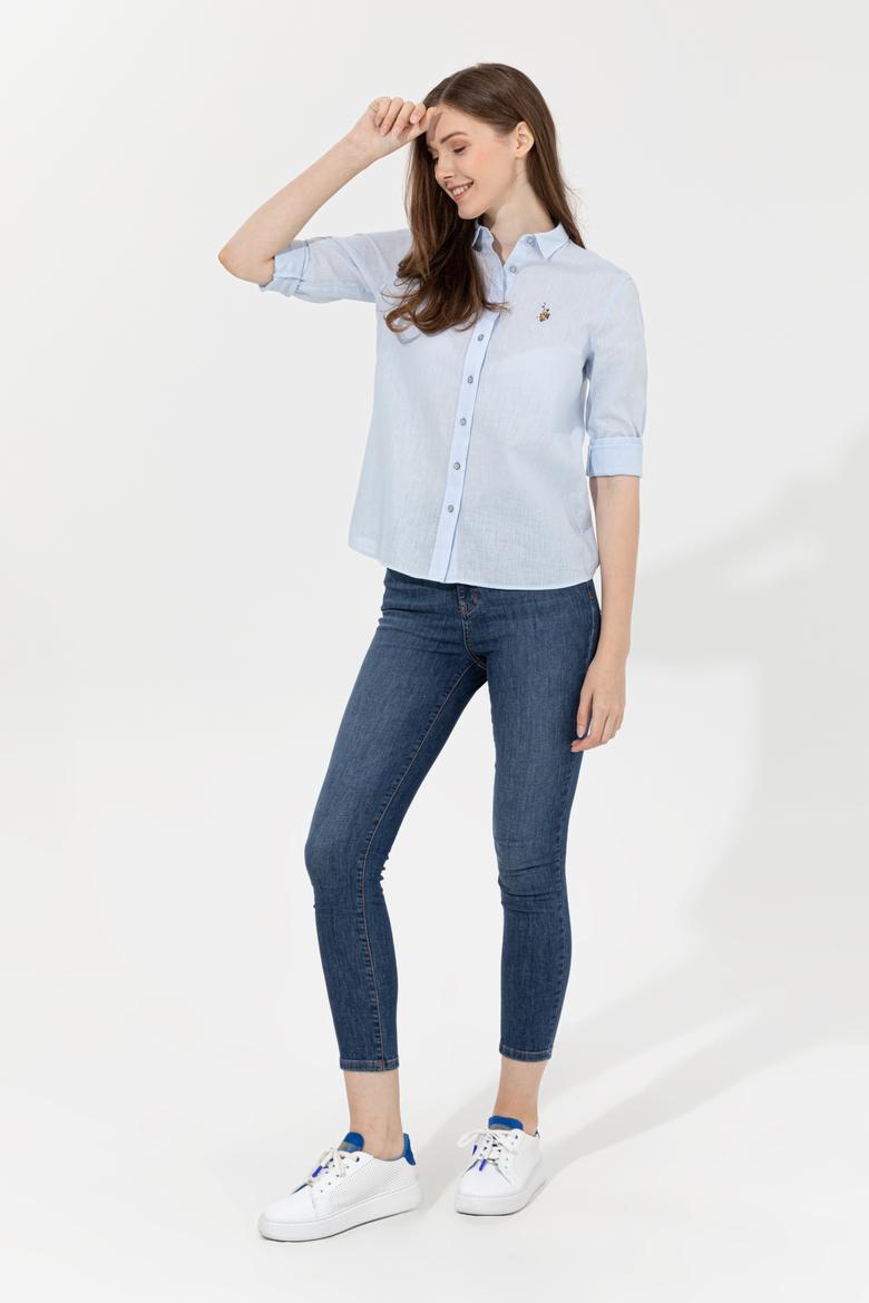 Kadın Açık Mavi Uzun Kollu Basic Gömlek - 50232272035
