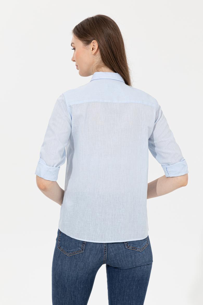 Kadın Açık Mavi Uzun Kollu Basic Gömlek - 50232272035