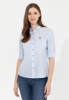 Kadın Açık Mavi Uzun Kollu Basic Gömlek - 50232272035