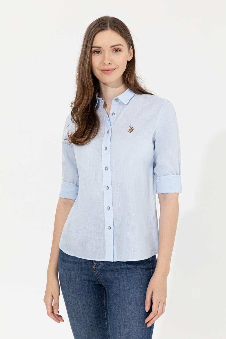 Kadın Açık Mavi Uzun Kollu Basic Gömlek