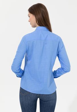 Kadın Mavi Klasik Yaka Gömlek Uzunkol - 50235193004
