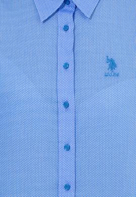 Kadın Mavi Klasik Yaka Gömlek Uzunkol - 50235193004