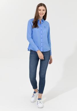 Kadın Mavi Klasik Yaka Gömlek Uzunkol - 50235193004