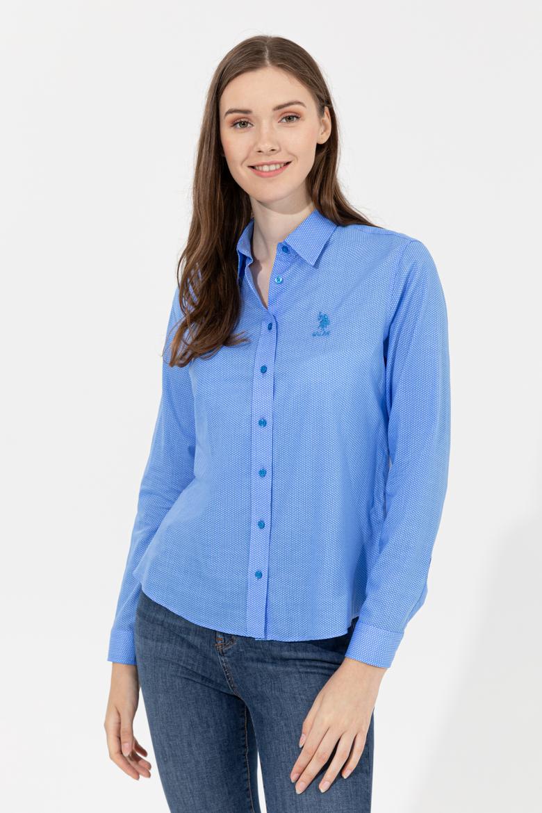 Kadın Mavi Klasik Yaka Gömlek Uzunkol - 50235193004