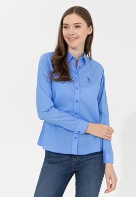 Kadın Mavi Klasik Yaka Gömlek Uzunkol - 50235193004