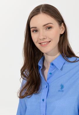 Kadın Mavi Klasik Yaka Gömlek Uzunkol - 50235193004