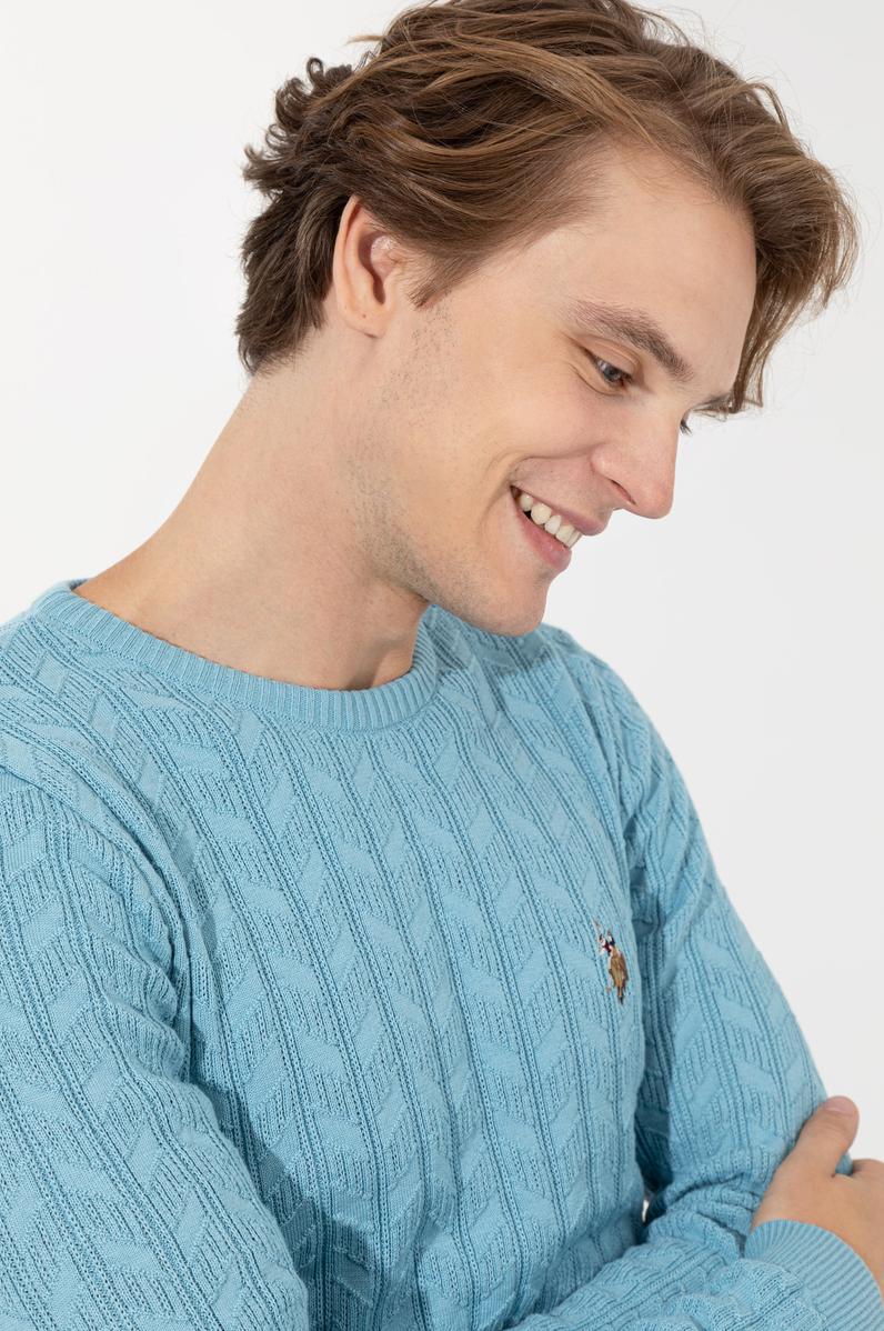 Erkek Mavi Basic Kazak