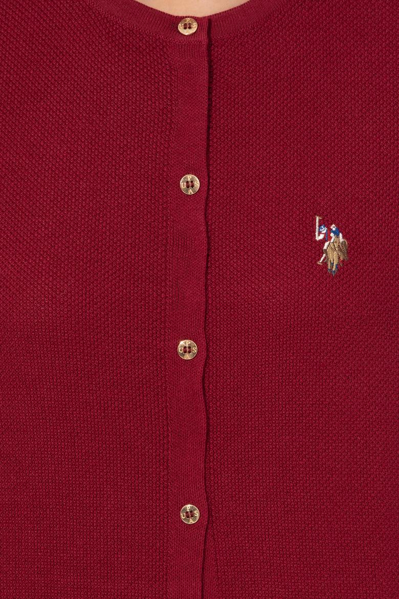 Kadın Kırmızı Bisiklet Yaka Triko Hırka Basic - 50224700061