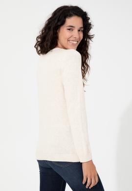 Kadın Beyaz V - Yaka Triko Kazak Basic - 50237093025