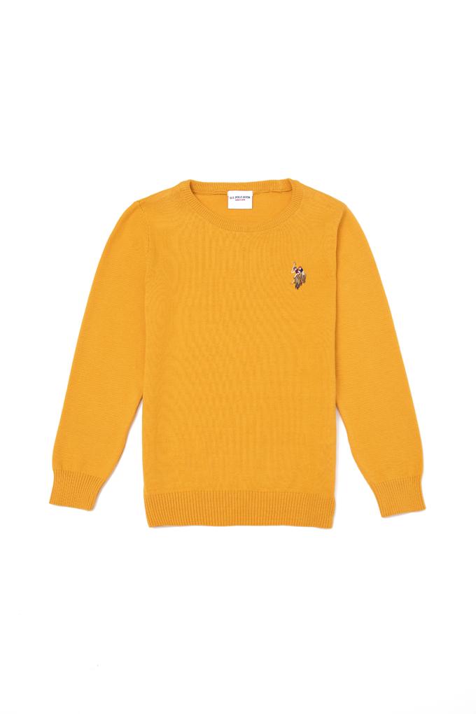 Erkek Çocuk Hardal Bisiklet Yaka Triko Kazak