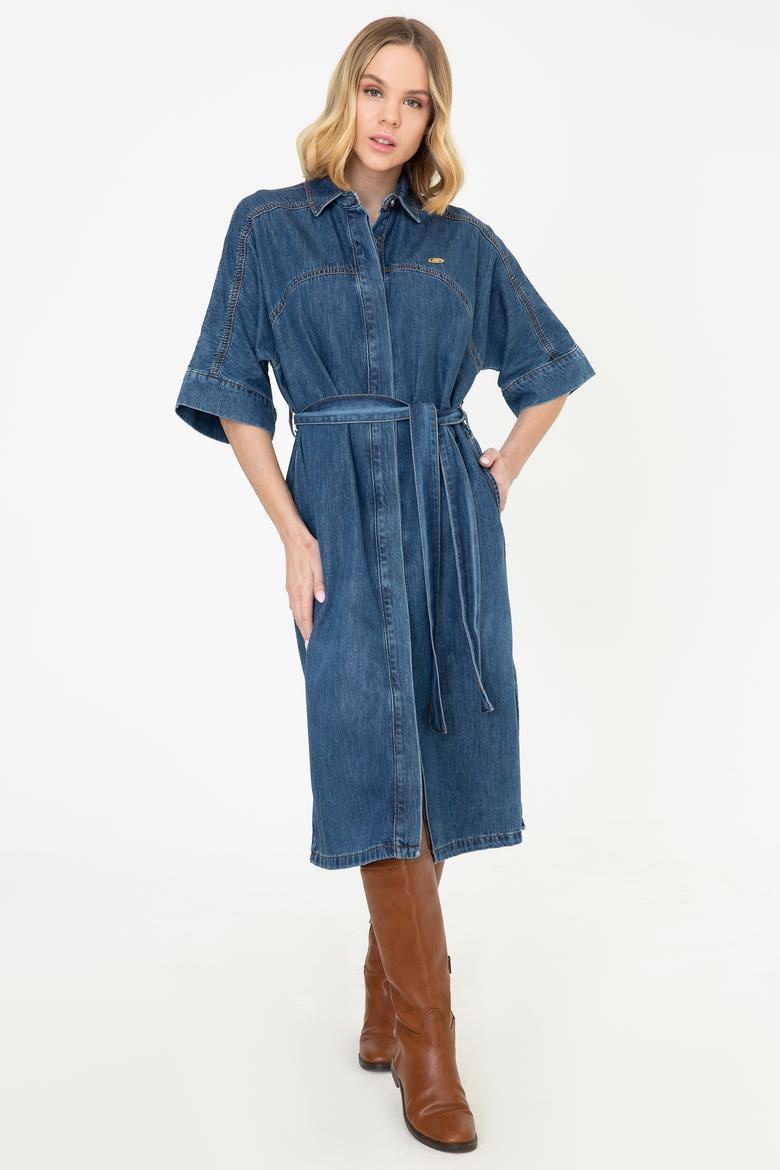 Kadın Mavi Denim Elbise - 50240951006