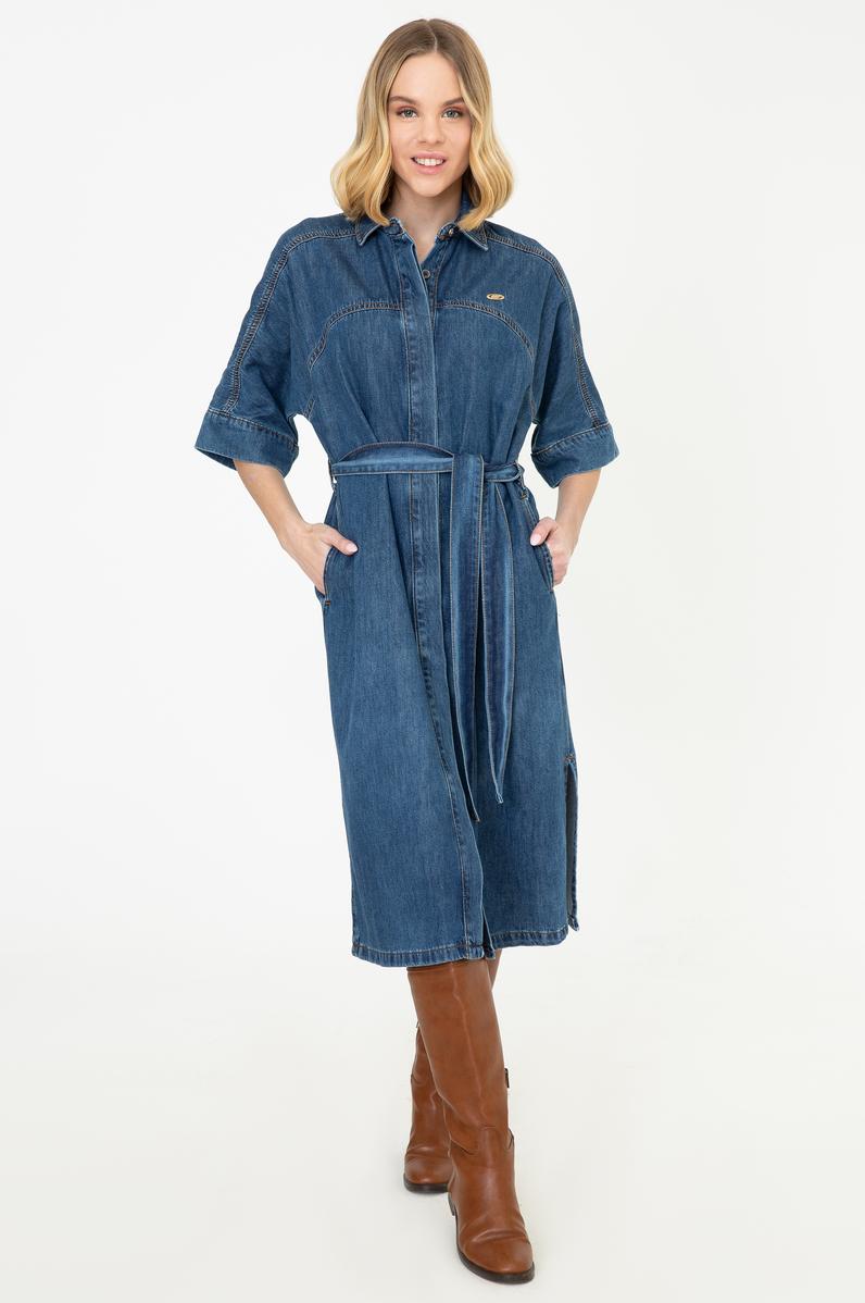 Kadın Mavi Denim Elbise